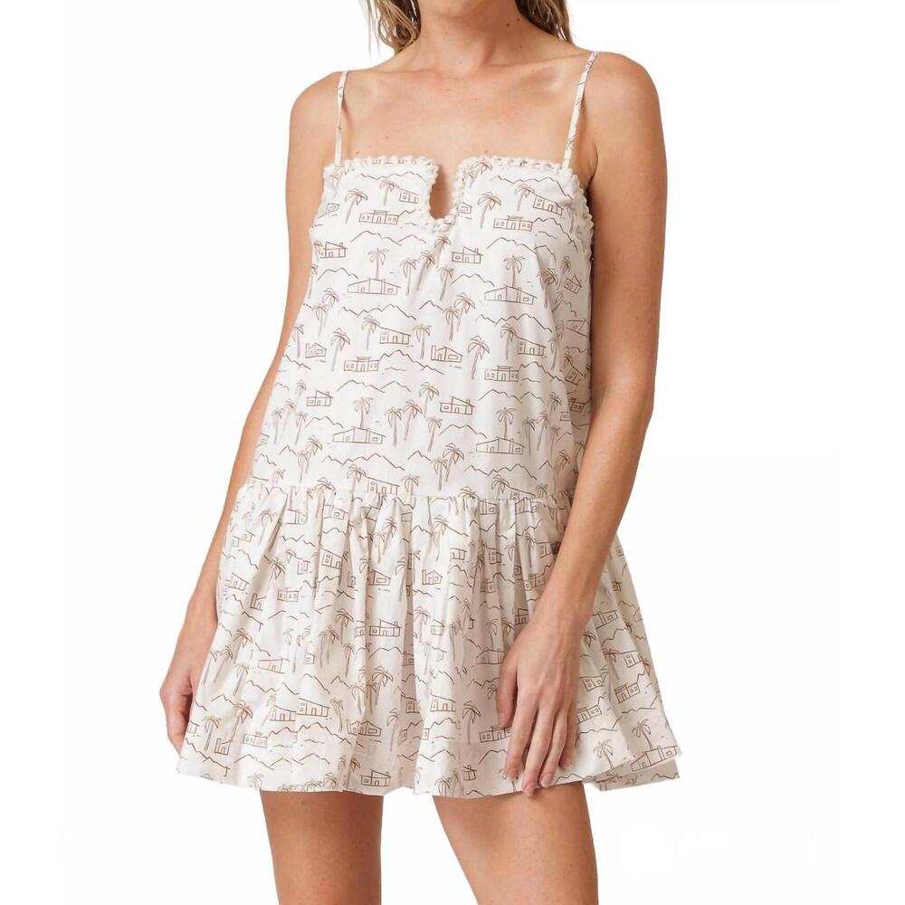 NEW LINE AND DOT edwina mini dress in white/tan